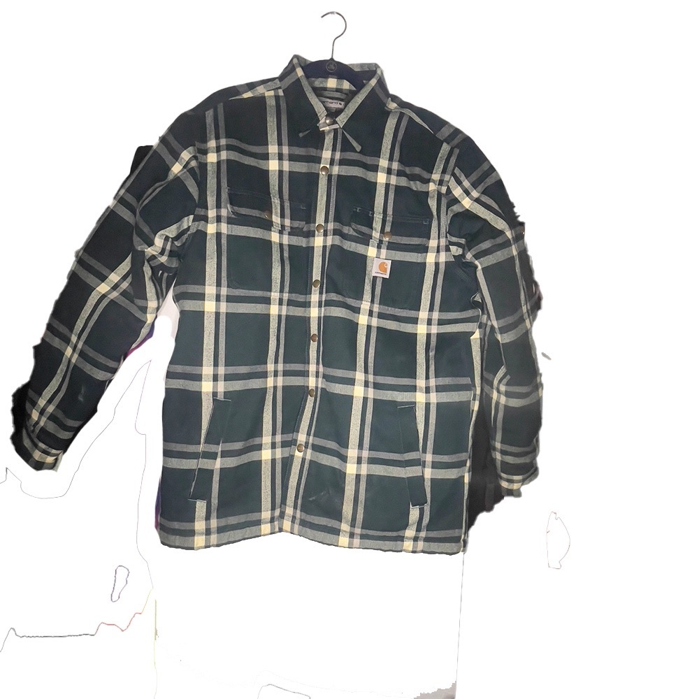 Blue Carhartt Flannel Coat Large